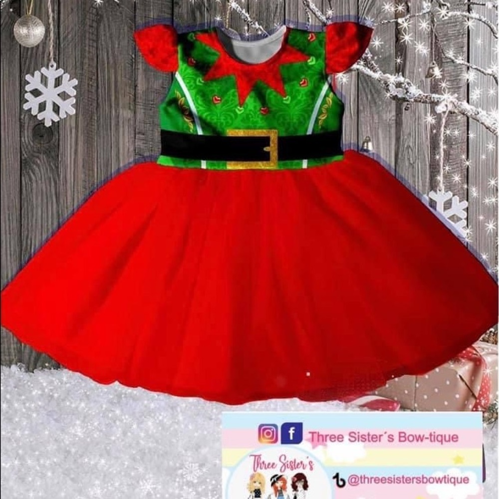 Toddler/ Little Girl Christmas Dress . Red/Green Various sizes available